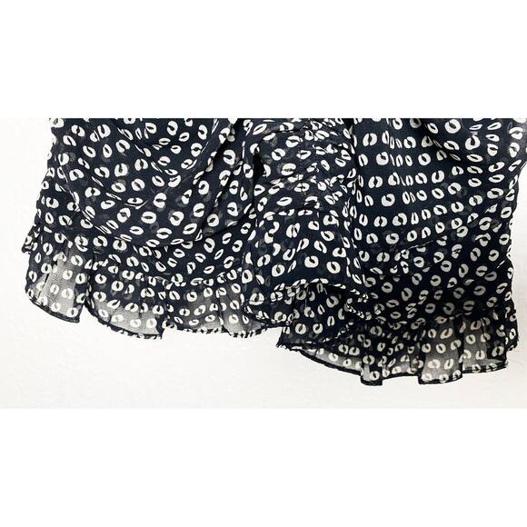 Zara Women's Draped Ruched Mini Dress Puff Long Sleeve Sheer Lined Polka Dot - Picture 9 of 13